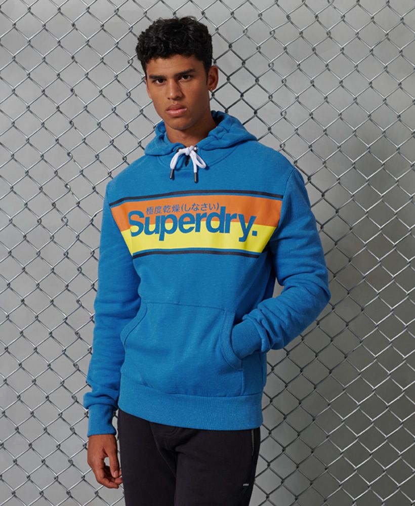 Layer up this season in the Core Stripe hoodie, made from a super-soft cotton blend fabric, featuring a brushed fleece lining throughout. Essential for extra warmth on the chillier days.Slim fit – designed to fit closer to the body for a more tailored lookDrawstring hoodPrinted graphicFront pouch pocketRibbed cuffs and hem