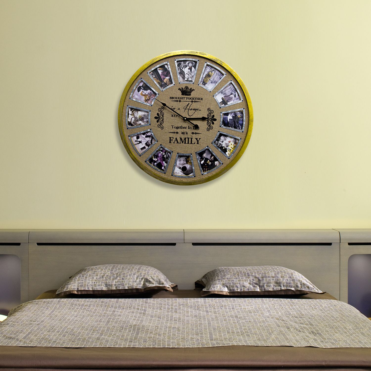 WC2086 - 60cm Family Photo Frame Timber Clock