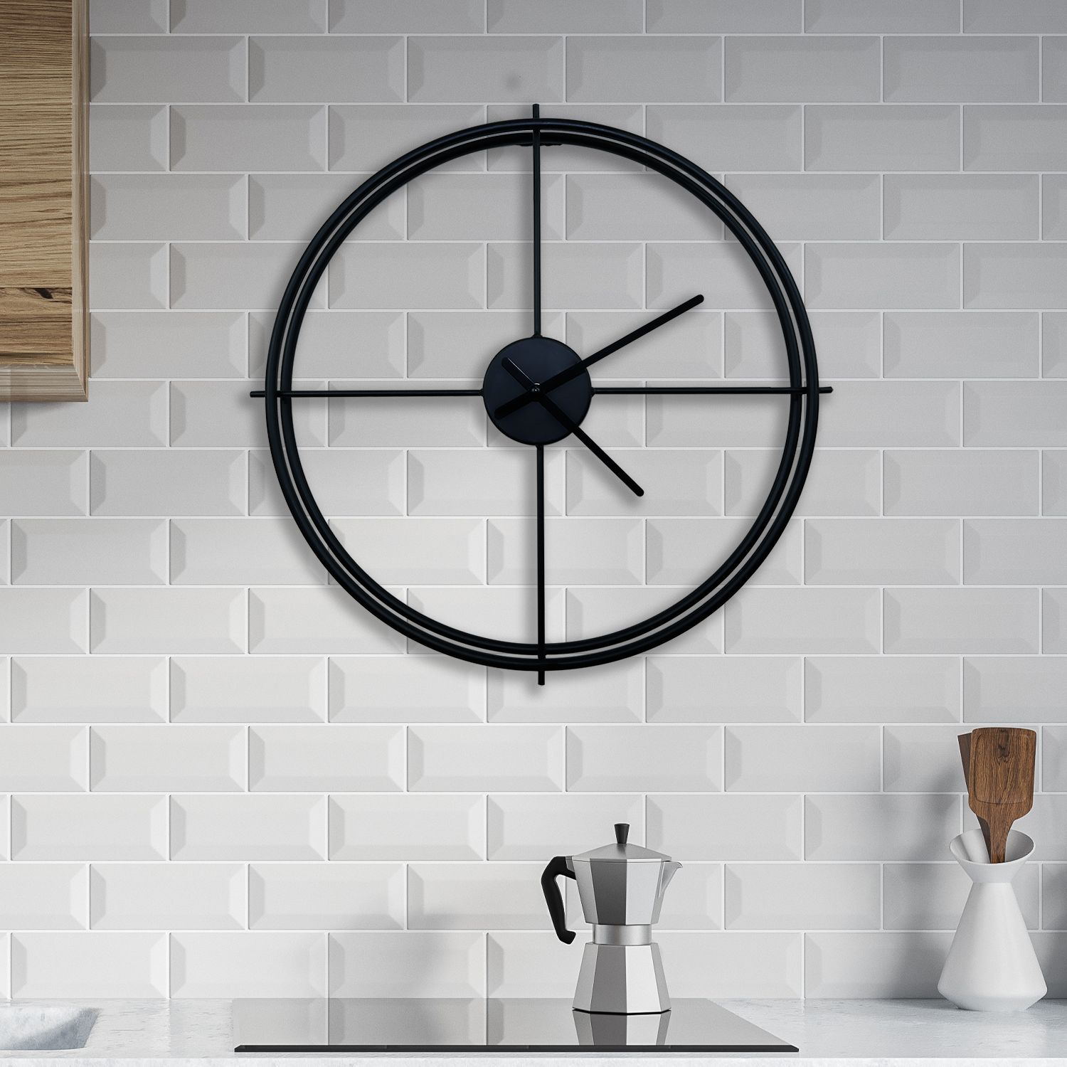 WC2138 - Larry's Minimalist 50cm Iron Wall Clock (Black)