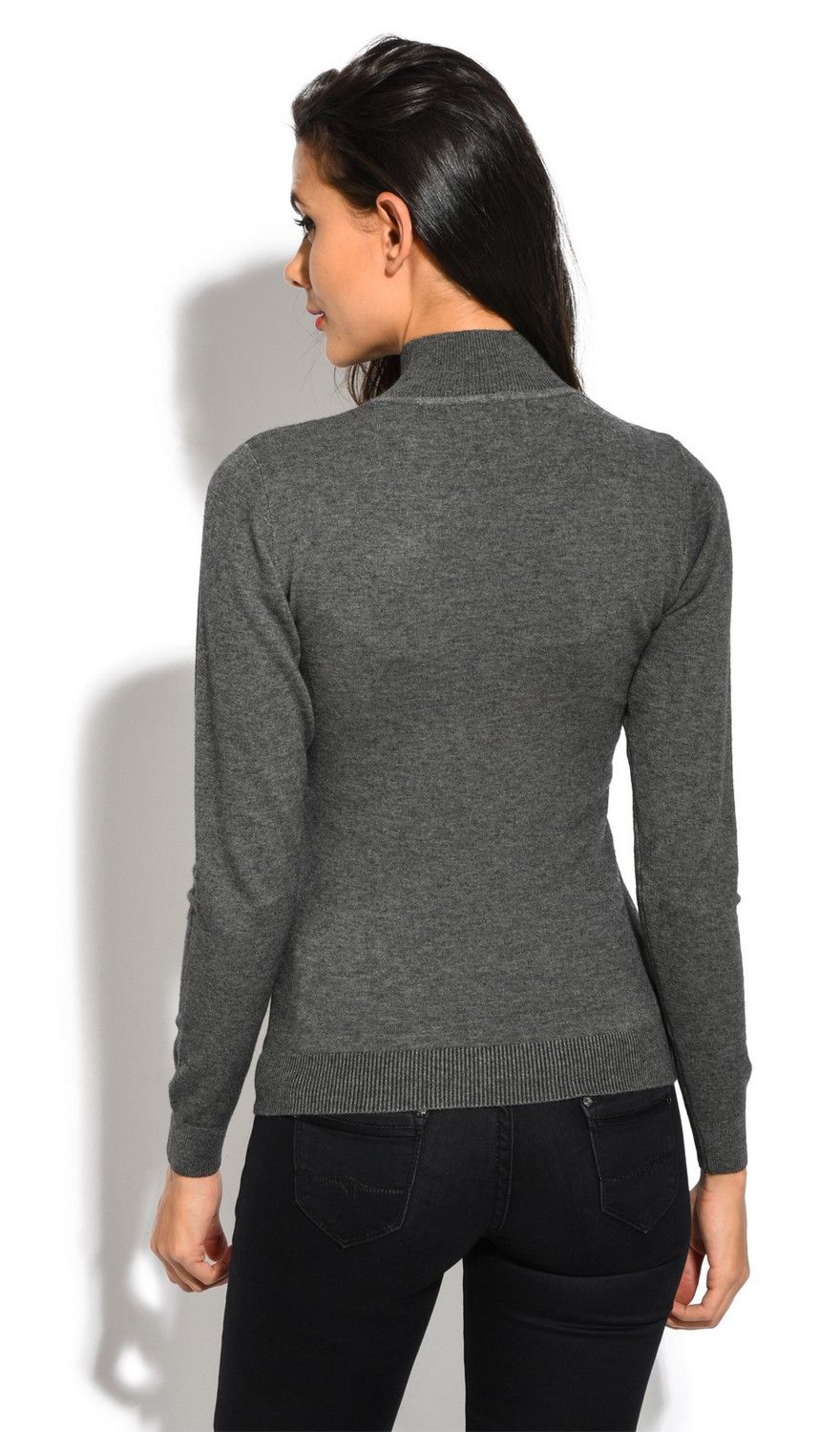 William De Faye Funnel Neck Long Sleeve Sweater in Grey. 40% Cashmere 45% Viscose 15% Elastane. 30 degrees wash, do not bleach, do not tumble dry, low iron
