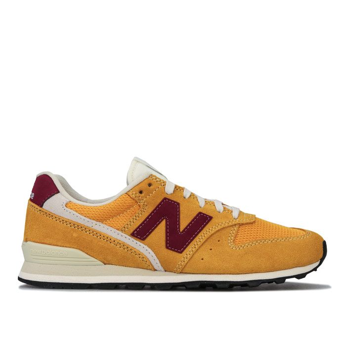 Womens New Balance 996 Trainers in varsity gold - garnet.<BR><BR>- Mesh upper with suede overlays.<BR>- Lace up fastening.<BR>- Padded collar and tongue.<BR>- Contrast heel patch.<BR>- Comfortable textile lining.<BR>- Removable cushioned sockliner.<BR>- Dual-density EVA midsole for lightweight cushioning.<BR>- Embroidered glitter accents.<BR>- New Balance branding at tongue  side and heel.<BR>- Durable rubber outsole.<BR>- Suede and textile upper  Textile lining  Synthetic sole.<BR>- Ref: WL996SVD