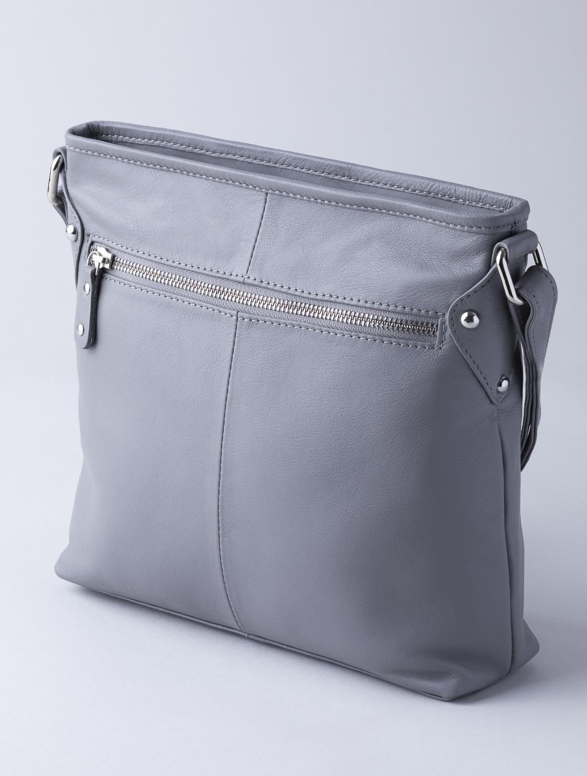 Farlam Plaited Leather Cross Body Bag in Grey