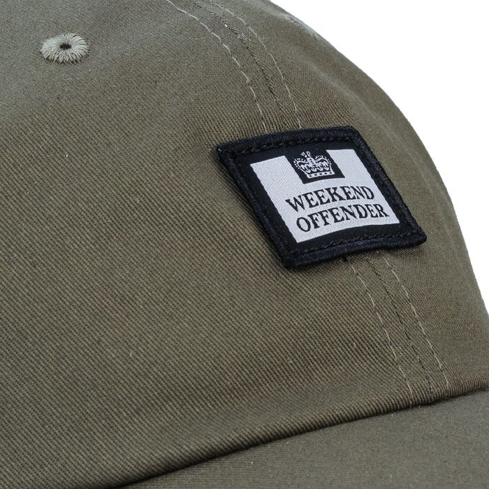 Mens Weekend Offender Alma Baseball Cap in khaki.<BR><BR>- Six-panel construction.<BR>- Curved brim.<BR>- Embroidered eyelets for ventilation.<BR>- Adjustable clasp closure.<BR>- Weekend Offender woven brand patch to front.<BR>- Shell: 100% Cotton.  Machine washable.<BR>- Ref: WOSCAP02