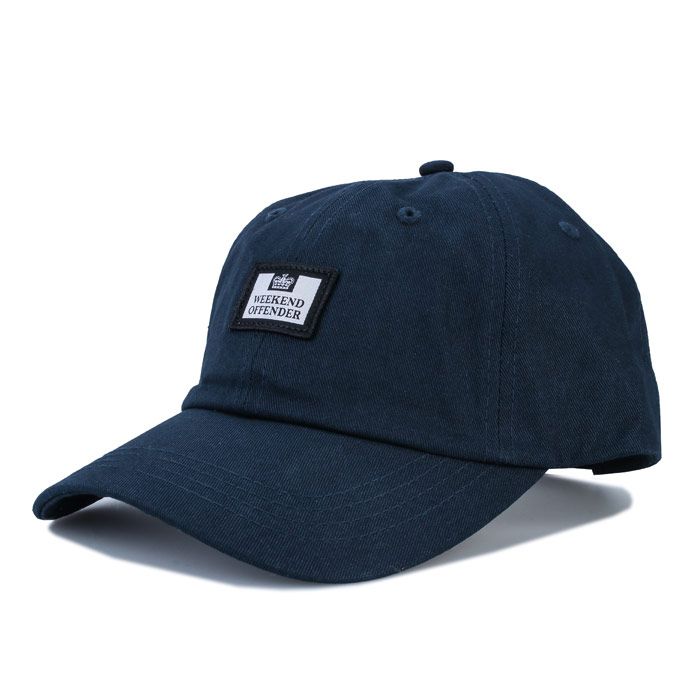 Mens Weekend Offender Alma Baseball Cap in navy.<BR><BR>- Six-panel construction.<BR>- Curved brim.<BR>- Embroidered eyelets for ventilation.<BR>- Adjustable clasp closure.<BR>- Weekend Offender woven brand patch to front.<BR>- Shell: 100% Cotton.  Machine washable.<BR>- Ref: WOSCAP02
