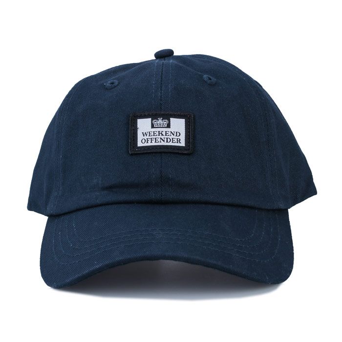 Mens Weekend Offender Alma Baseball Cap in navy.<BR><BR>- Six-panel construction.<BR>- Curved brim.<BR>- Embroidered eyelets for ventilation.<BR>- Adjustable clasp closure.<BR>- Weekend Offender woven brand patch to front.<BR>- Shell: 100% Cotton.  Machine washable.<BR>- Ref: WOSCAP02