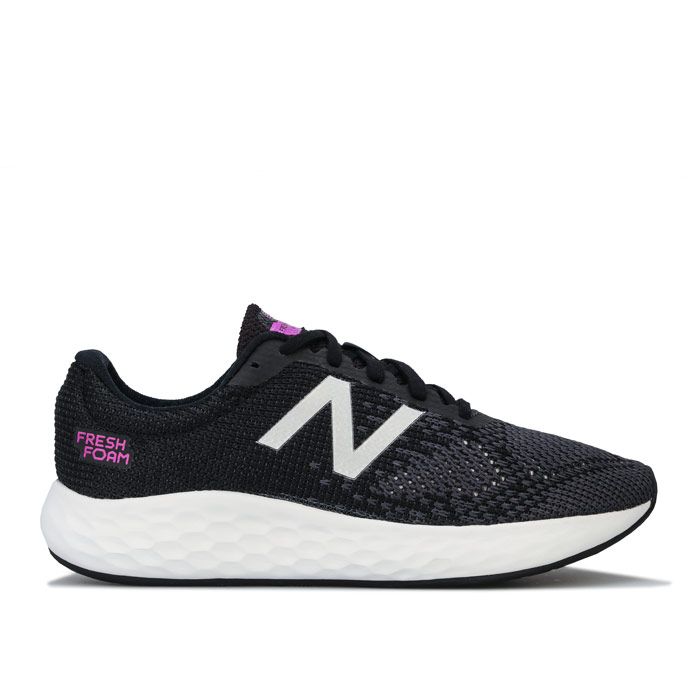Womens New Balance Fresh Foam Rise Running Shoes in black.<BR><BR>- Breathable mesh knit upper.<BR>- Lace up fastening.<BR>- Padded collar.<BR>- Comfortable textile lining.<BR>- Removable cushioned sockliner.<BR>- Fresh Foam midsole for an ultra-cushioned  lightweight ride.<BR>- Durable rubber outsole.<BR>- New Balance branding at tongue and side.<BR>- Textile upper  Textile lining  Synthetic sole.<BR>- Ref: WRISEBB