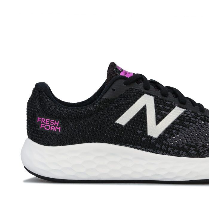 Womens New Balance Fresh Foam Rise Running Shoes in black.<BR><BR>- Breathable mesh knit upper.<BR>- Lace up fastening.<BR>- Padded collar.<BR>- Comfortable textile lining.<BR>- Removable cushioned sockliner.<BR>- Fresh Foam midsole for an ultra-cushioned  lightweight ride.<BR>- Durable rubber outsole.<BR>- New Balance branding at tongue and side.<BR>- Textile upper  Textile lining  Synthetic sole.<BR>- Ref: WRISEBB
