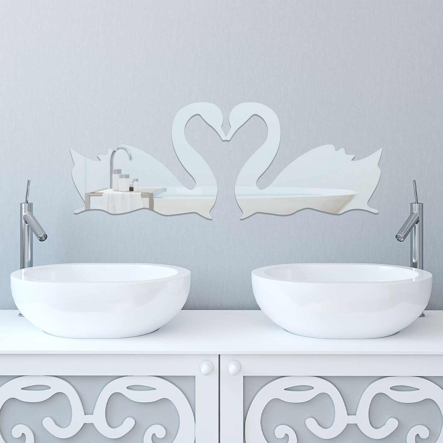 WSM2031 - 2pcs/lot 3D Lovely Swan Mirror Wall Art