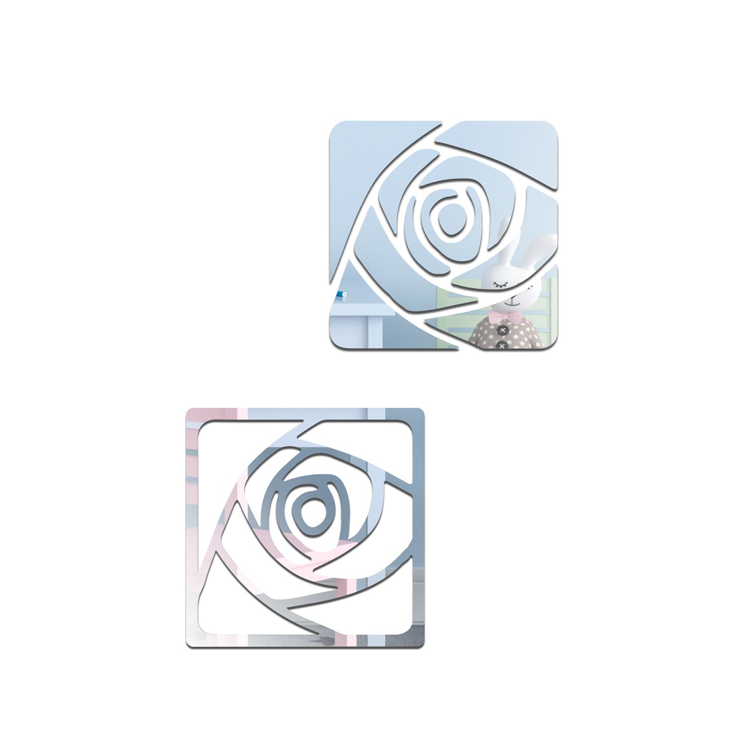 WSM2045 - 2pcs/lot Rectangle 3D Rose Floral Mirror Wall Art