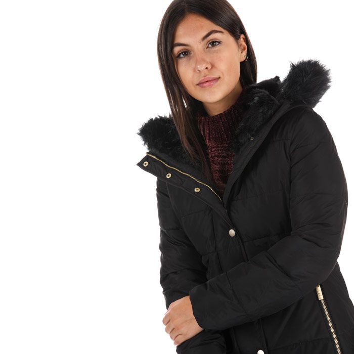 Women's Elle Zoe Down Jacket in Black Zoe Down and Feather Full Zip Quilted