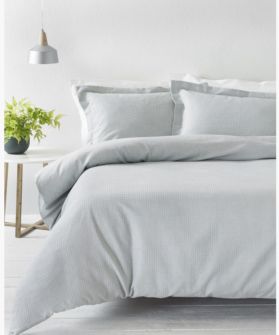 Waffle Grey Single Duvet Cover Set