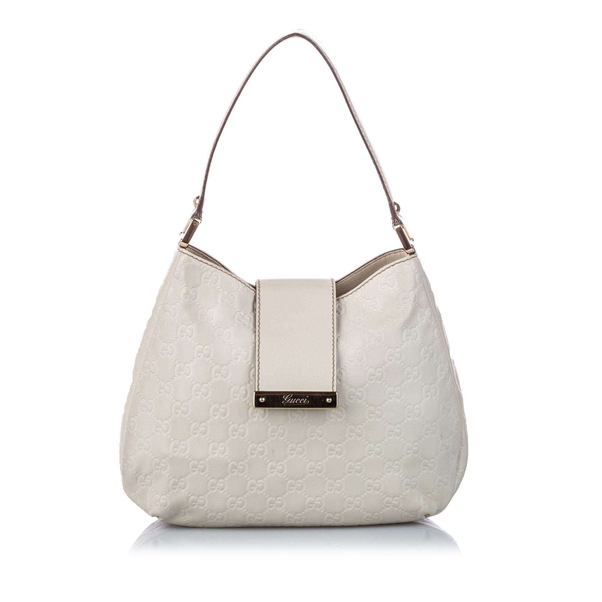 Vintage Gucci Guccissima Leather Shoulder Bag White
