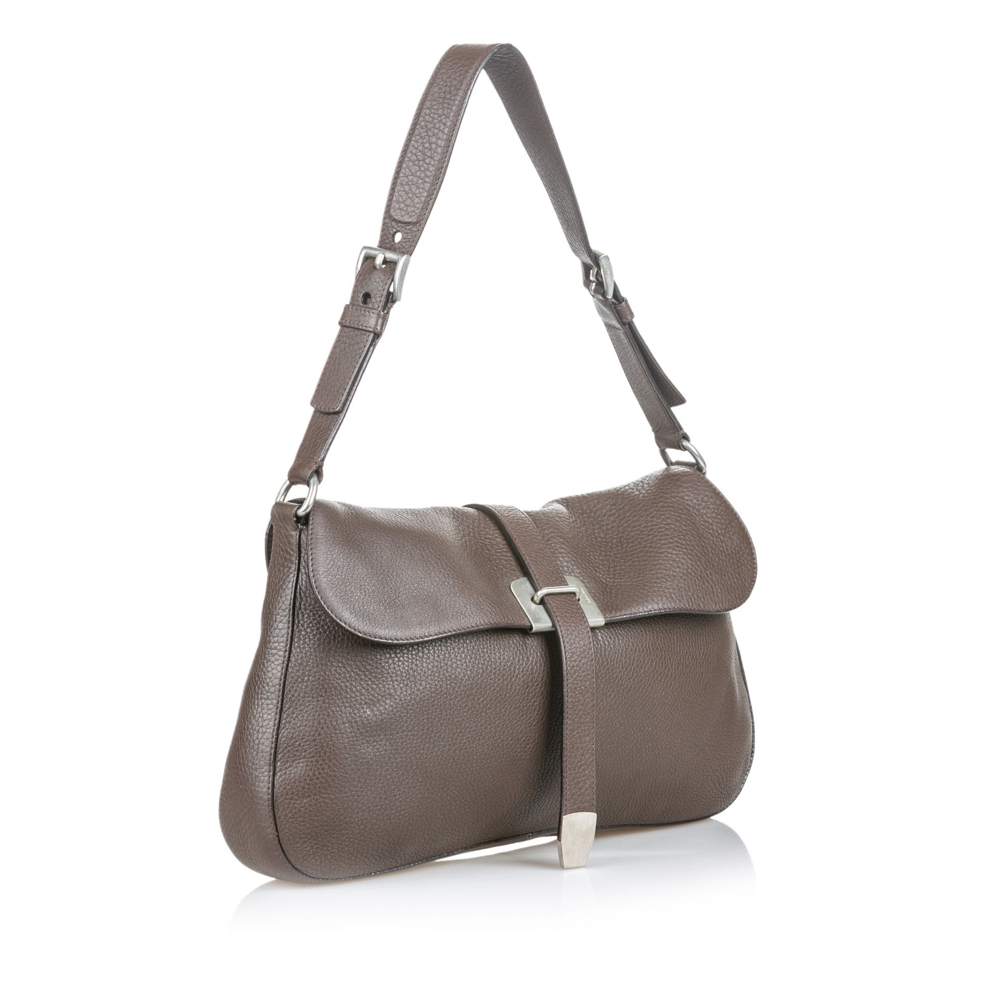Vintage Prada Leather Shoulder Bag Brown