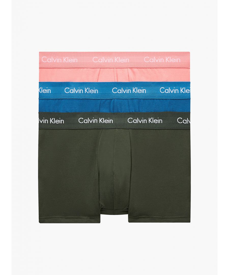 Image for Calvin Klein 3 Pack Trunks - Low Rise - Cotton Stretch, Blue/Green/Pink