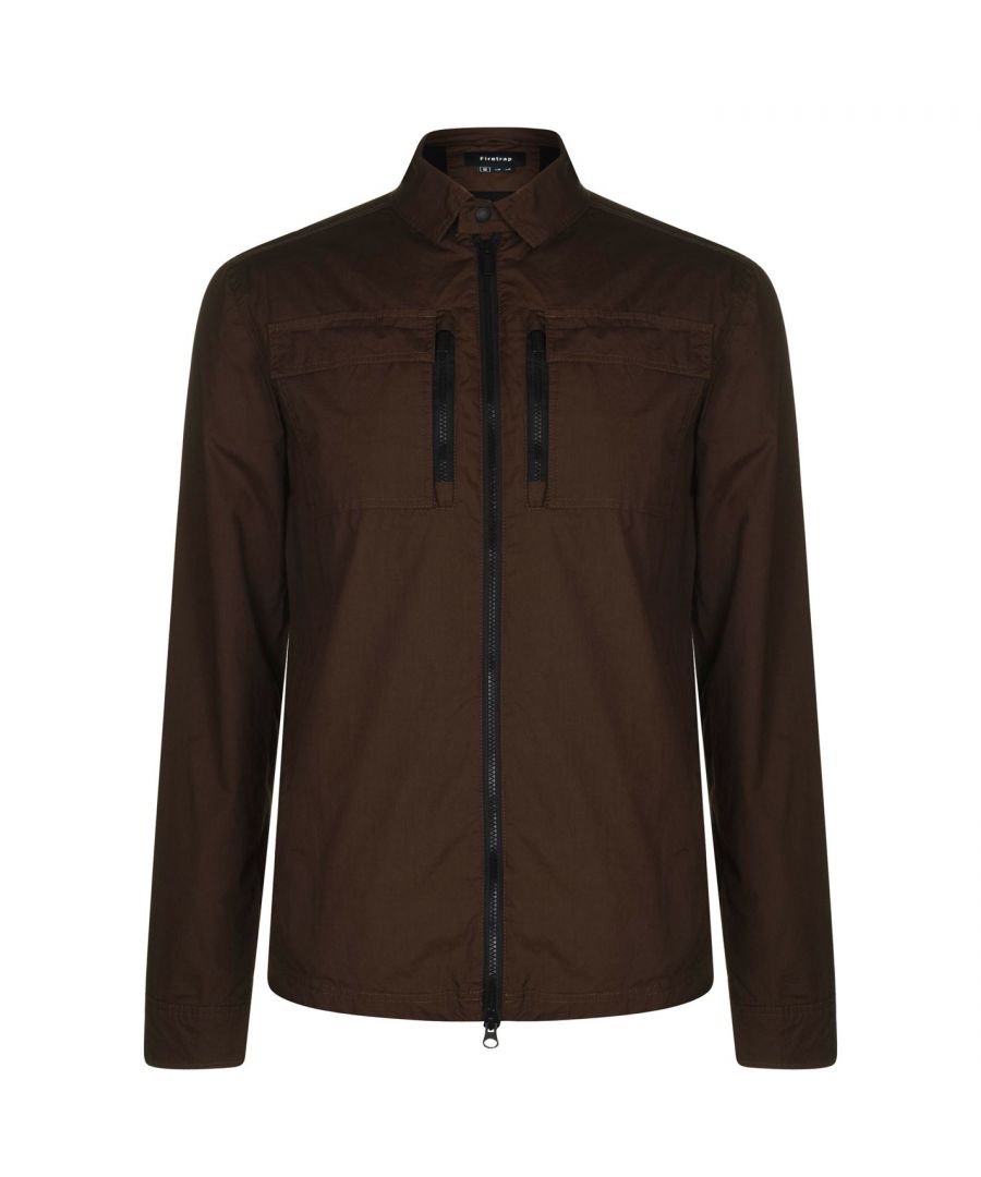 Firetrap Zip Shacket Overshirt Mens - Stay on trend this season with the Firetrap Zip Shacket Overshirt. Its lightweight construction features a fold over collar, long sleeves and a full length zip fastening for a secure fit. Crafted with two zip chest pockets, two press stud chest pockets and two zipped hand pockets to the front for any essentials, this piece is finished with Firetrap branding. - >Men's Overshirt  >Lightweight  >Fold Over Collar  >Long Sleeves  >Full Length Zip Fastening  >Two Zip Chest Pockets  >Two Press Stud Chest Pockets  >Two Zipped Hand Pockets  >Branded Badge  >Firetrap Branding  >Shell: 100% Cotton  >Body Lining: 65% Polyester, 35% Cotton  >Sleeve Lining: 100% Polyester  >Machine Washable at 30 Degrees  >Keep Away From Fire