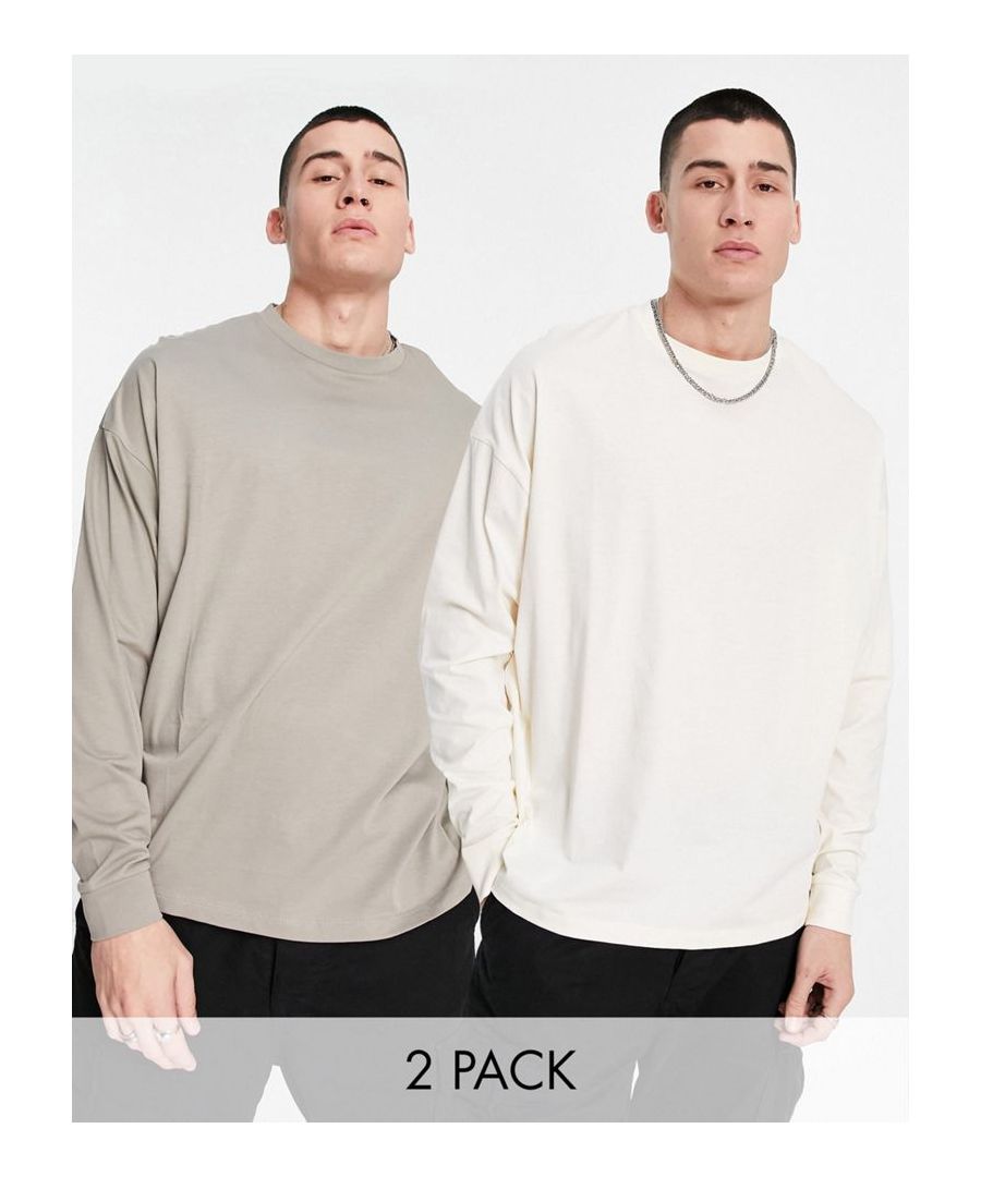 T-shirt multipack by ASOS DESIGN Love at first scroll Pack of two Crew neck Drop shoulders Oversized fit Sold By: Asos