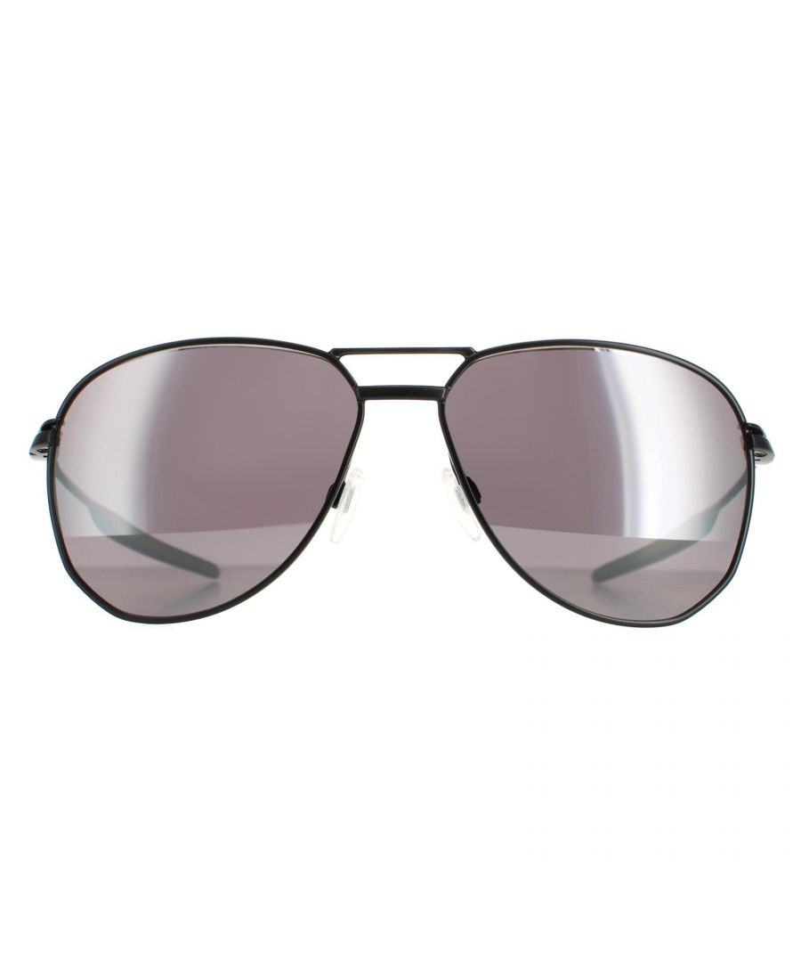 Oakley Aviator Mens Satin Black Prizm Black Polarized Contrail Sunglasses are a modern aviator style crafted from a lightweight C-5 metal. Adjustable nosepads ensure all day comfort while the Oakley logo features on the temples for brand authenticity.