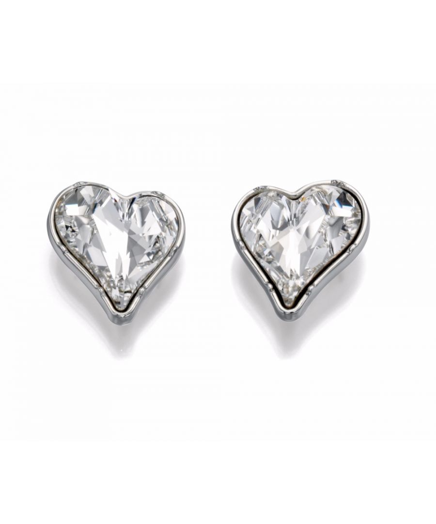 Image for Fiorelli Fashion Imitation Rhodium Crystal by Swarovski Heart Stud Earrings