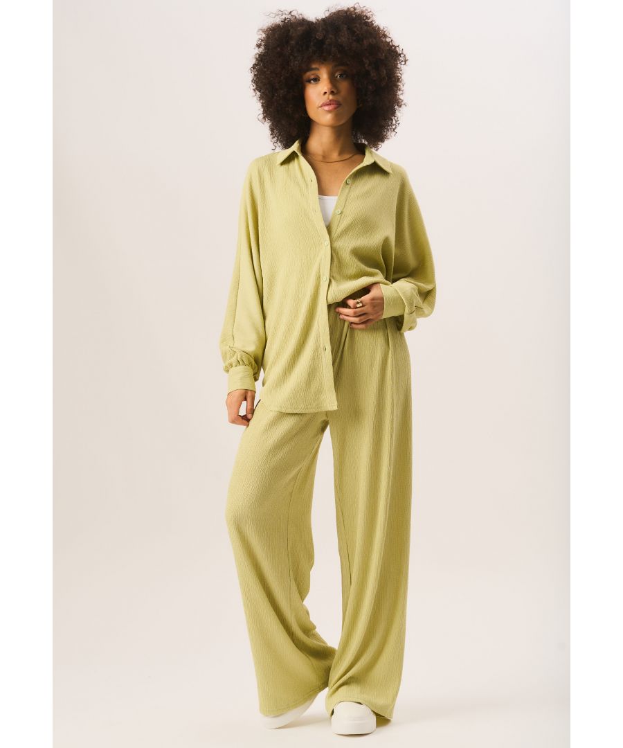 Gini London Womens Textured Oversize Fit Long Sleeves Shirt - Green - Size Small/Medium