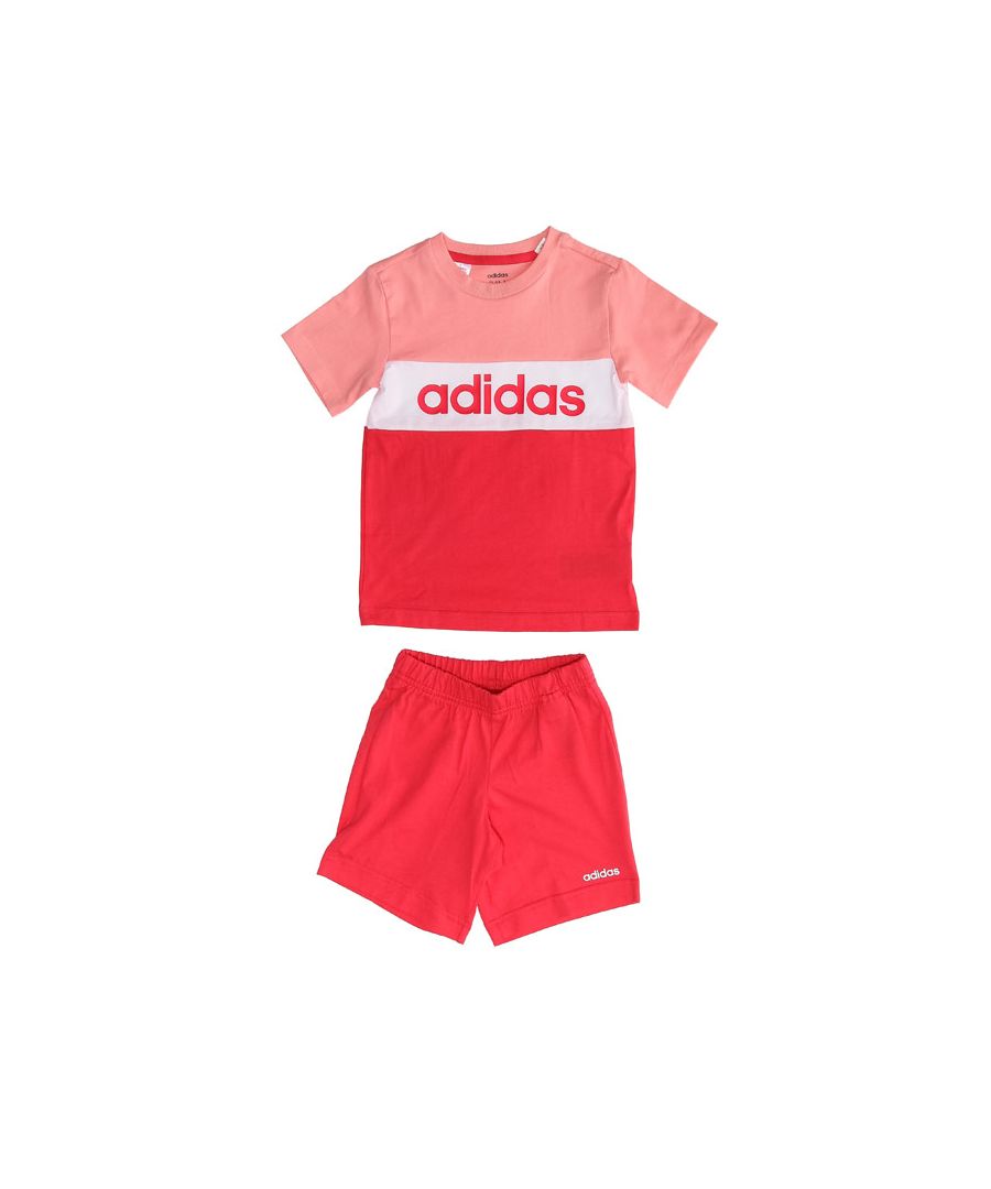 Image for Girl's adidas Baby Colourblock T-Shirt and Shorts Set in Pink white