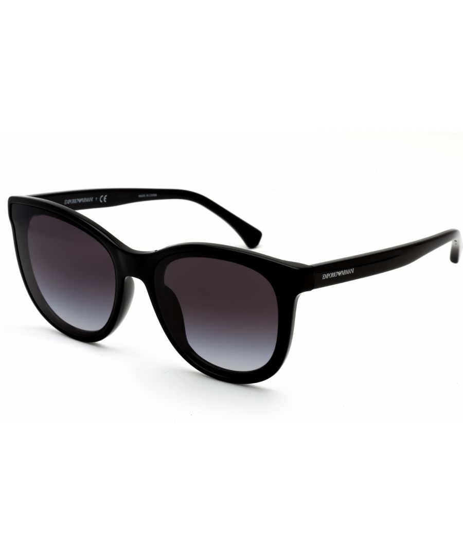 StyleName: Emporio Armani EA4125F Sunglasses Shiny Black / Grey Gradient Brand: Emporio Armani Frame Style: Cat eye Frame Material: plastic Color : Shiny Black / Grey Gradient Women Sunglasses