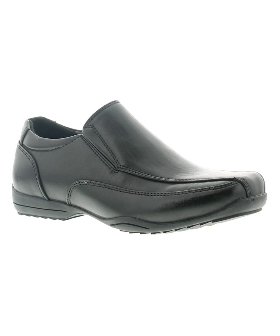 BOYS BLACK BACK TO SCHOOL SMART FORMAL SLIP ON SHOES TRAINERS KIDS UK SIZE 6-5 