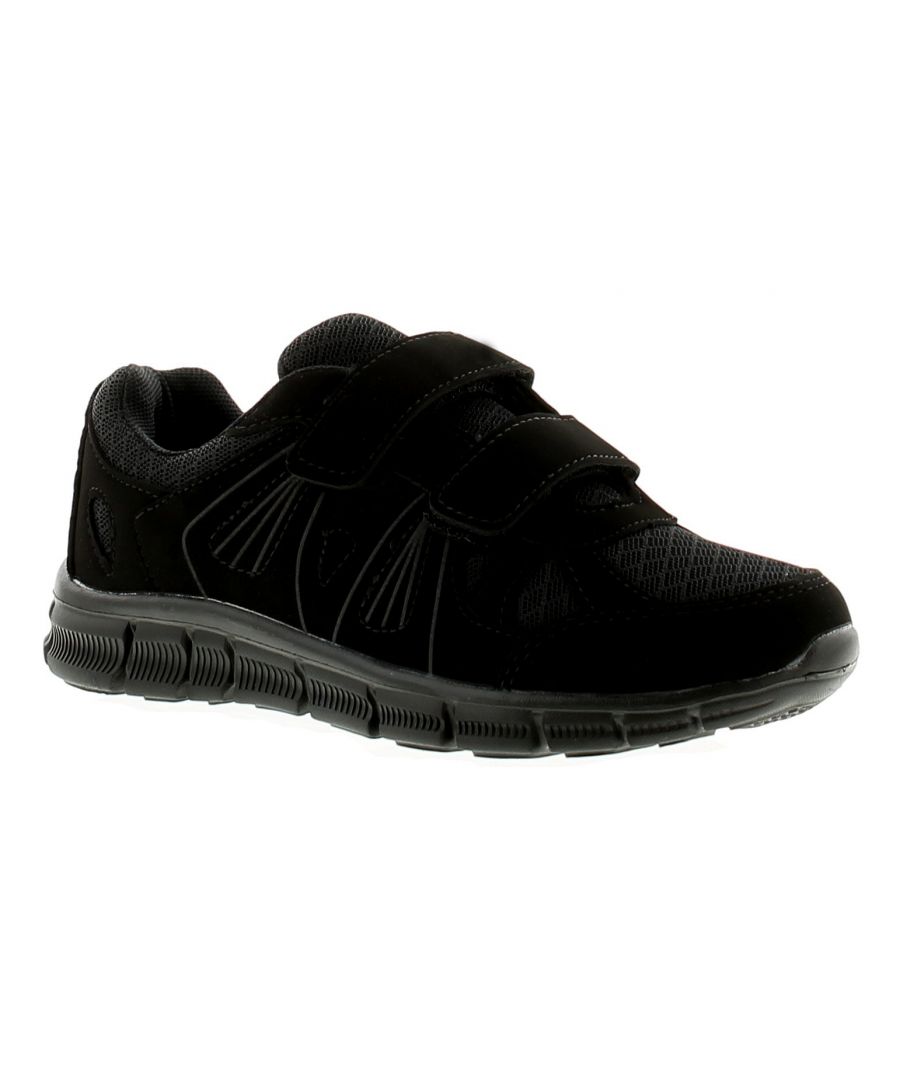 Focus Ace Boys Kids Trainers Black. Fabric / Manmade Upper. Fabric Lining. Synthetic Sole. Childrens Flat Touch Close Sports Casual.