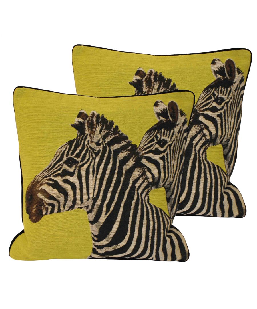 Flagrantly decorative and shamelessly colourful, the distinctive elegance and form of the Zebra is captured in striking detail, set against an attention grabbing, lime green background. With it's distinctive appearance, this cushion makes it easy to add colour and elegance to any room