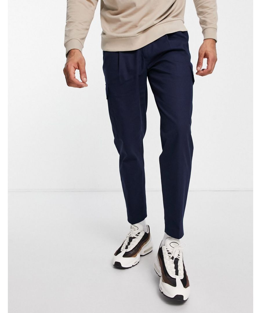 Trousers by Topman Add-to-bag material Regular rise Belt loops Functional pockets Slim, tapered fit Sold by Asos