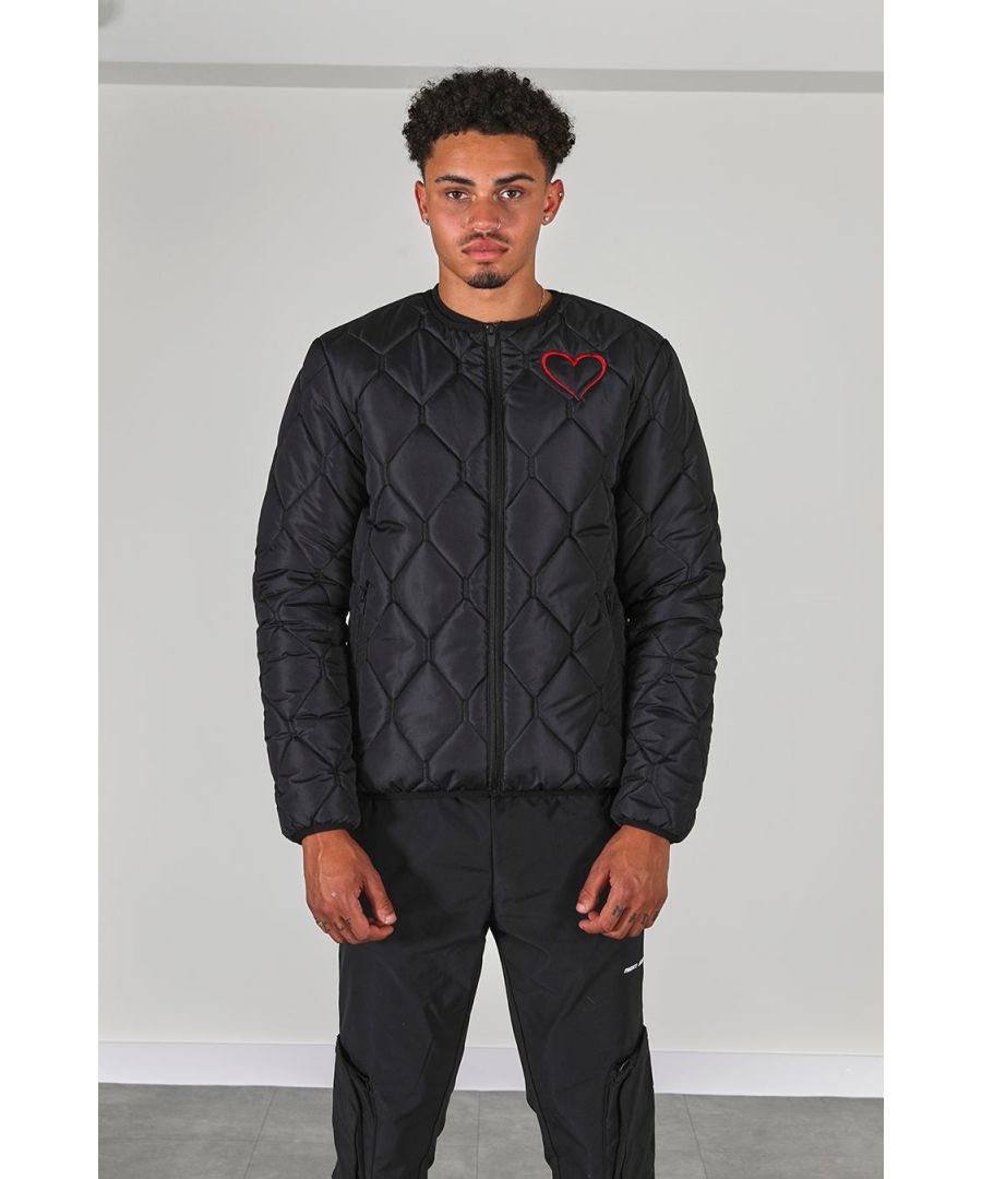 Image for Quilted Bomber Jacket in Black