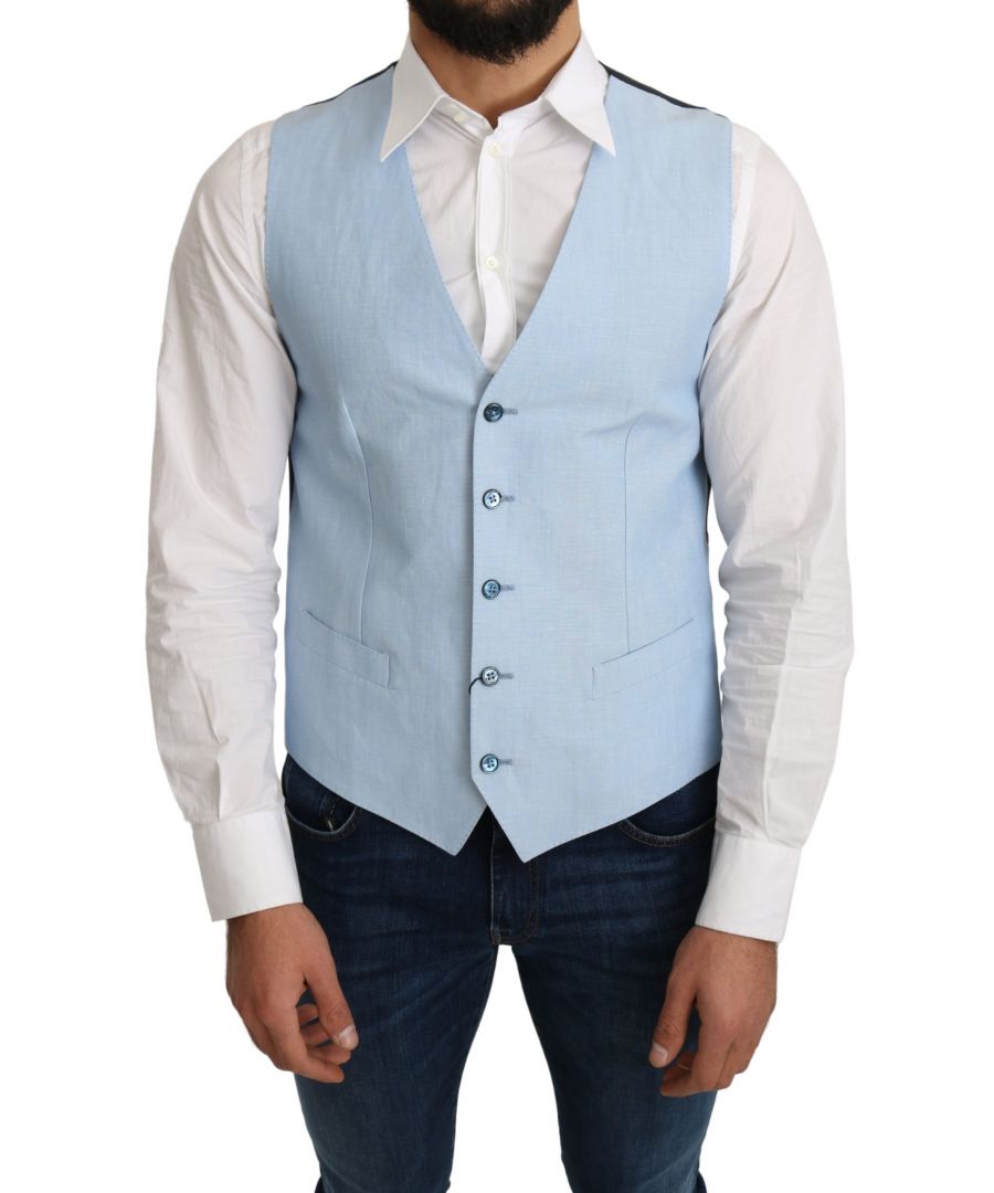 Image for Dolce & Gabbana Blue Viscose Stretch Formal Coat Vest