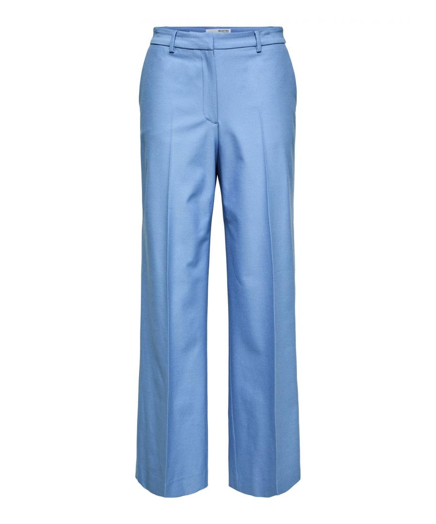 SELECTED FEMME high waist straight fit pantalon SLFELIANA  blauw