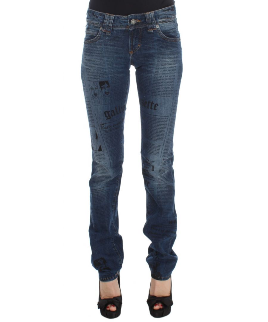 Image for Galliano Blue Wash Cotton Blend Slim Fit Bootcut Jeans