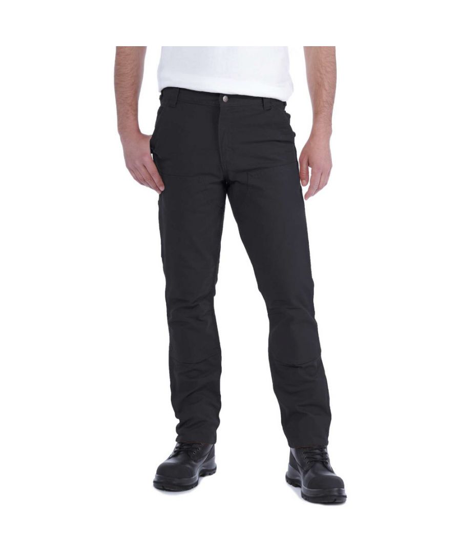 Carhartt Mens Stretch Duck Double Front Rugged Work Trousers - Black Cotton - Size 42W/32L