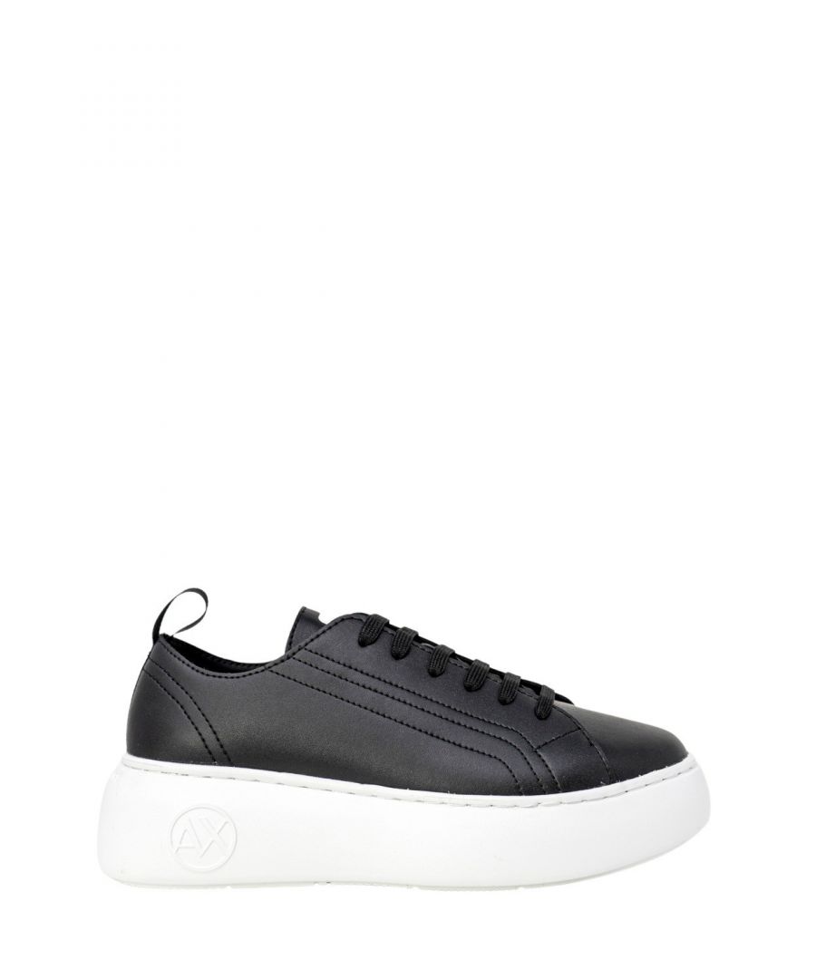 Brand: Armani Exchange   Gender: Women   Type: Sneakers   Color: Black   Pattern: Plain   Fastening: Laces   Season: Spring/summer   Sole: Rubber. print:solid. material:synthetic. shape:low-top. lacing:lace