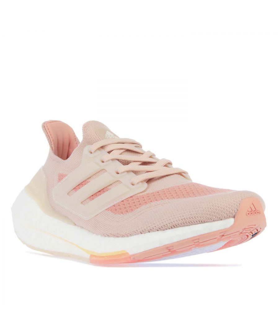 adidas Womenss Ultraboost 21 Running Shoes in Blush Textile - Size UK 6