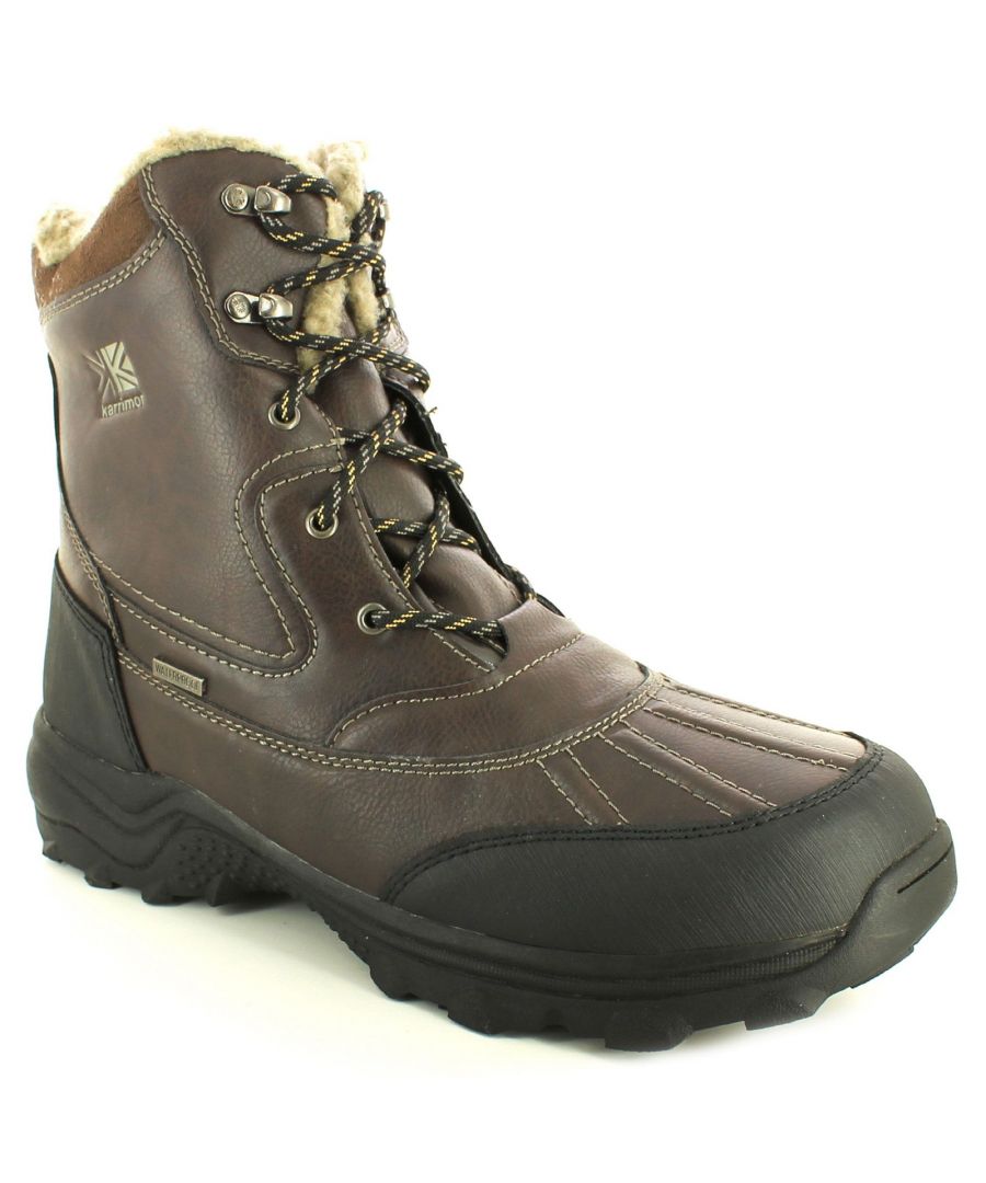 New Mens/Gents Brown Karrimor Casual Lace Ups Waterproof Snow Boots. Manmade Upper. Manmade Lining. Synthetic Sole. Branded Gentlemans Winter Warm Lined Mans Tie Ups Brown Comfortable.