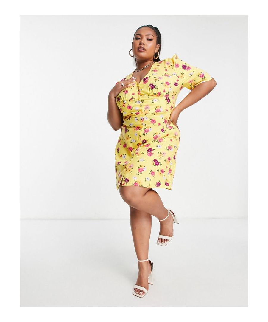 Plus-size dress by Nobody's Child Love at first scroll V-neck Button front Short sleeves Regular fit Sold by Asos