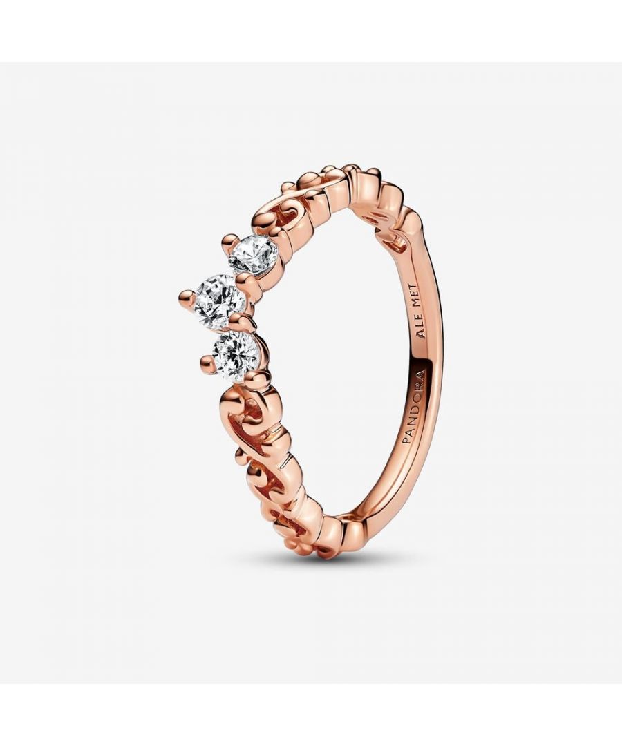 Pandora Rose Gold Regal Swirl Tiara Ring - Ring Size 52