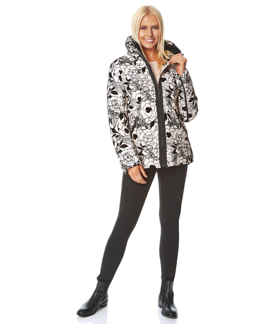 Flocked Zip Through Padded Coat