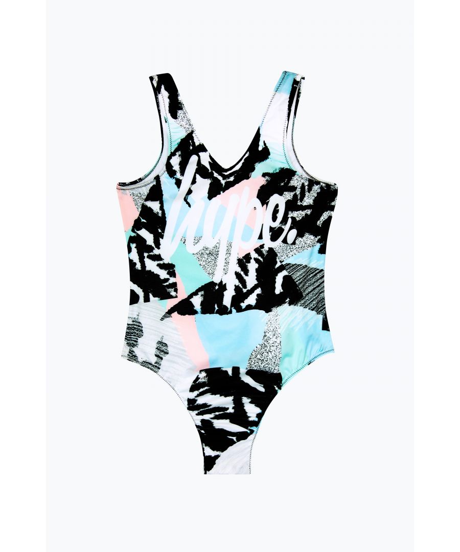 Hype Girls Multi Pastel Abstract Swimsuit - Multicolour - Size 5-6Y