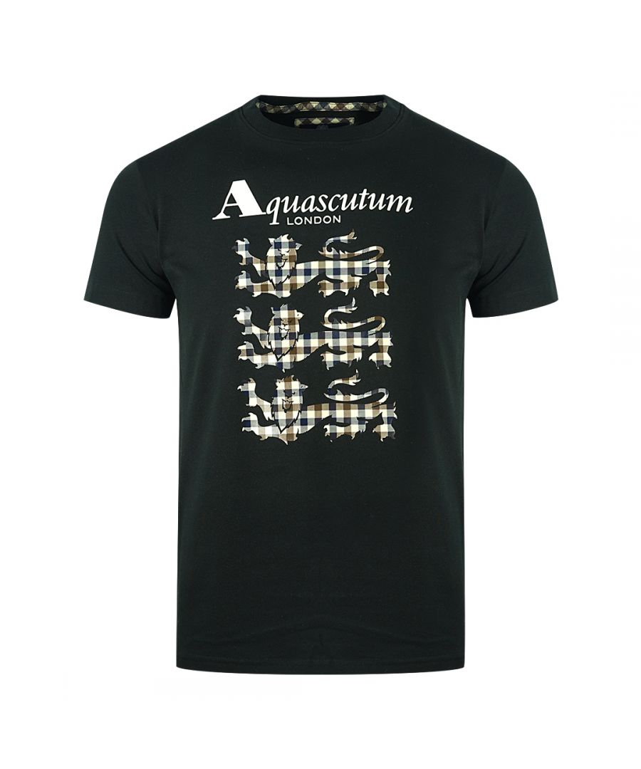 Image for Aquascutum Triple Lion Check Logo Black T-Shirt