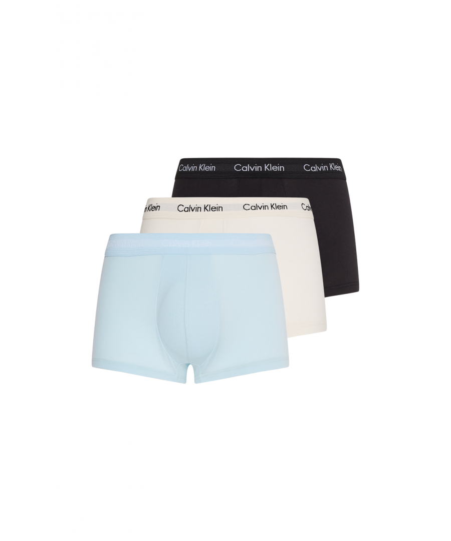 Calvin Klein Men's Low Rise Trunk 3 Pack. Calvin Klein's iconic underwear is produced with high quality cotton and the range offers a perfect blend of breathability and comfort.