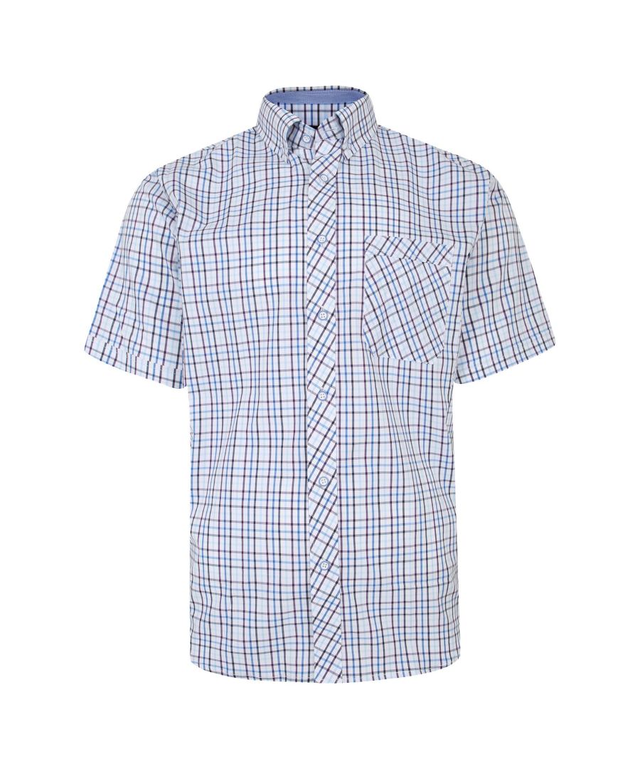 Kam Menswear KAM Big and Tall Mens Check Half Sleeve Shirt - Blue - Size 3XL