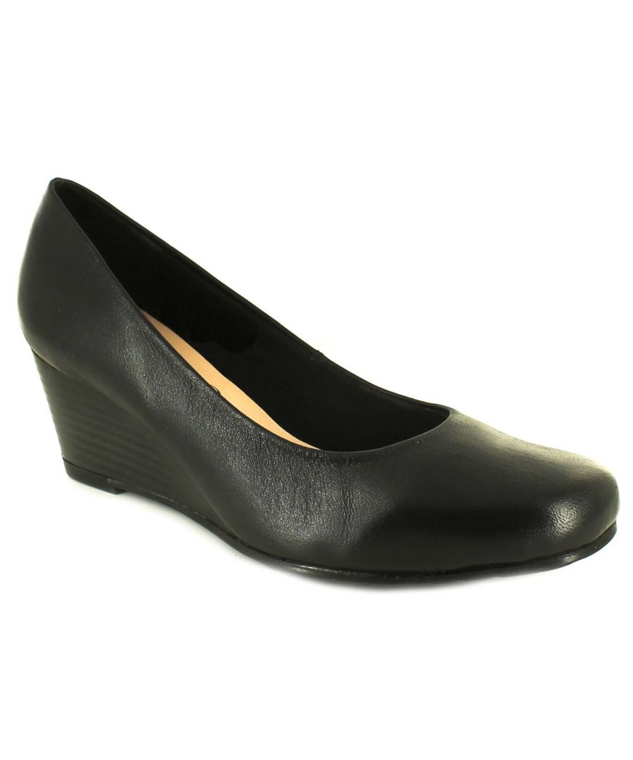 Image for New Ladies/Womens Black Comfort Plus Margo Wide Fit Court Shoes.
