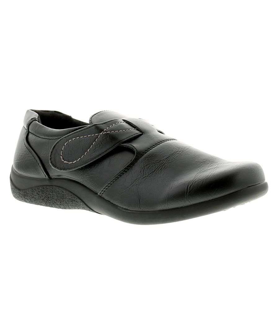 Image for Womens/Ladies Black Comfort Casual Shoes With Touch Fastening