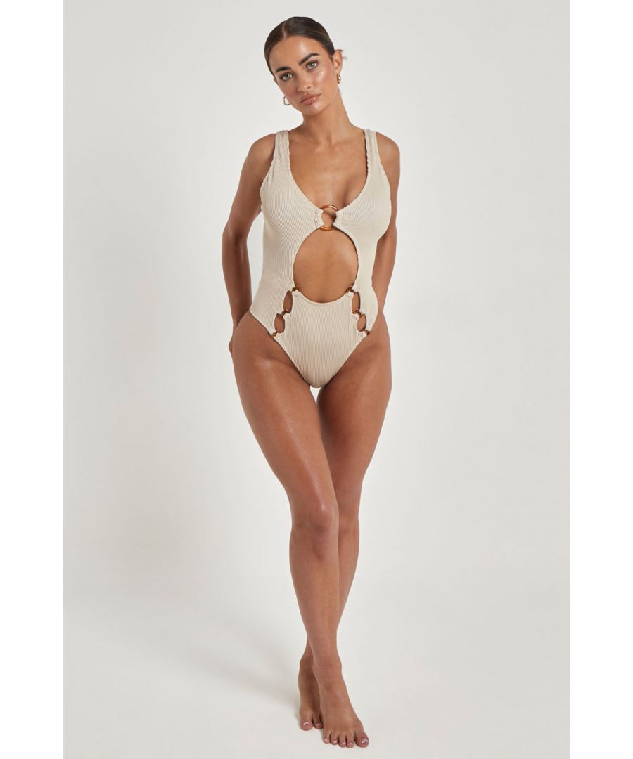 Urban Bliss Womens Stone Cut Out Ring Swimsuit - Size 12 UK