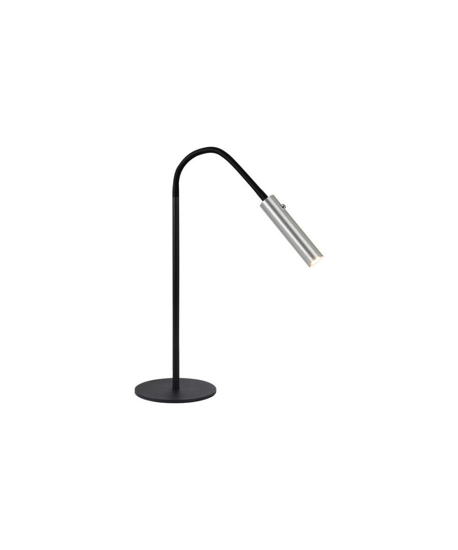 Table Lamp, 1 Light Adjustable Switched, 1 x 7W LED, 3000K, 436lm, Black, Aluminium | Finish: Black | Shade Finish: Aluminium | IP Rating: IP20 | Height (cm): 49.0-86.0 | Width (cm): 17.0-53.5 | No. of Lights: 1 | Lamp Type: Integral LED | Kelvin: 3000K Warm White | Lumens: 436lm | Switched: Yes - Touch Dimmer | Dimmable: No | Wattage (max): 7W