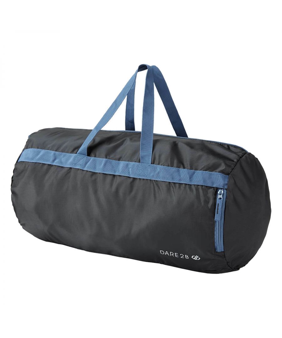 Material: 100% Polyester. Lightweight and durable fabric bag which packs away into its own front pocket. Holdall bag features a large main compartment and grab handles. 30 litre capacity.
