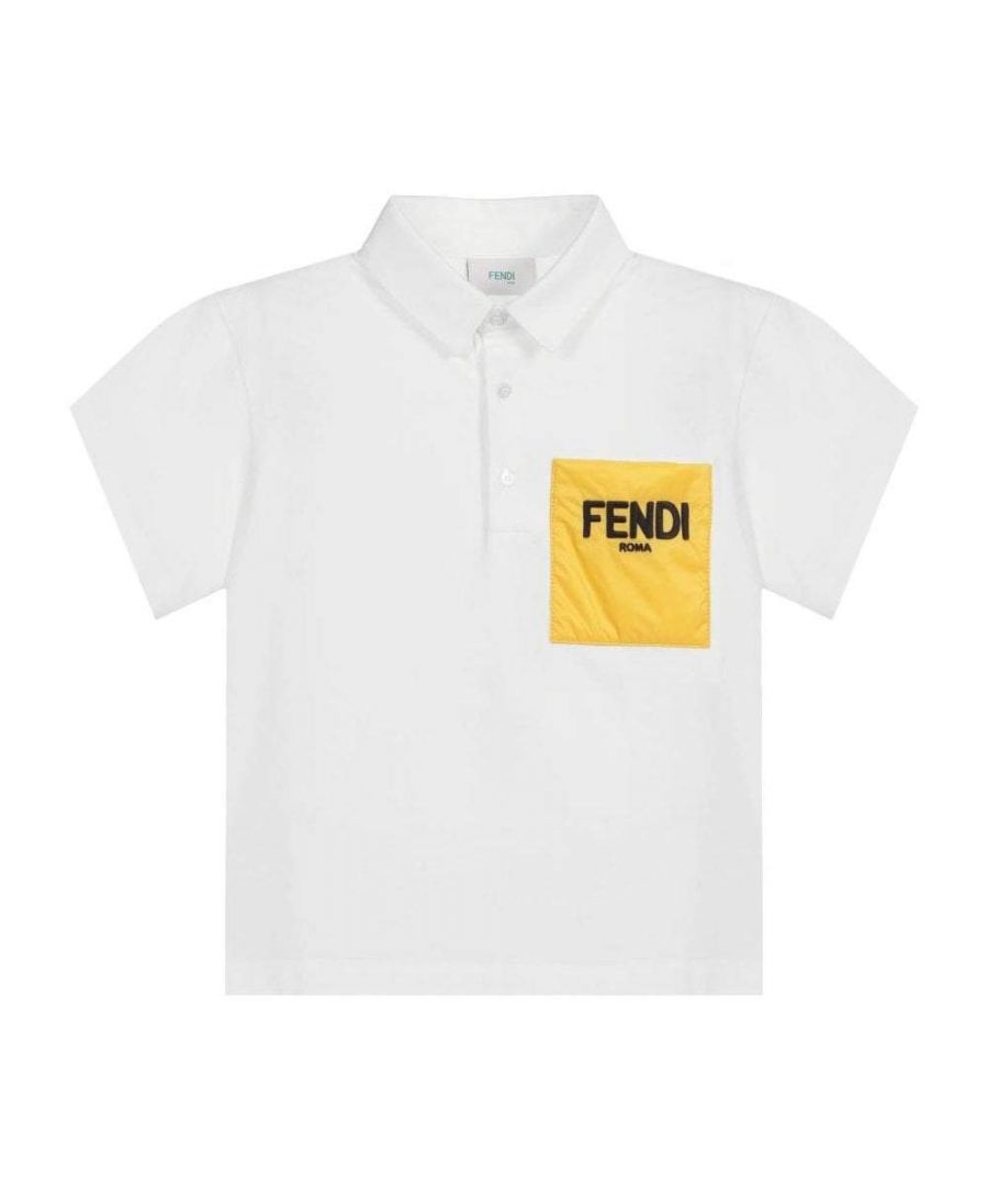 Image for Fendi Boys Yellow Pocket Polo White